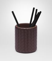 Bottega Veneta® Ebano Intrecciato Nappa Pencil Holder Bottega Veneta® Ebano Intrecciato Nappa Pencil Holder