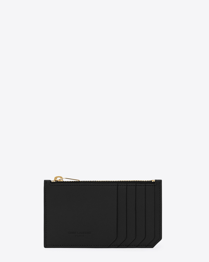 Saint Laurent Fragments Zipped Pouch In Black Leather | YSL.com  