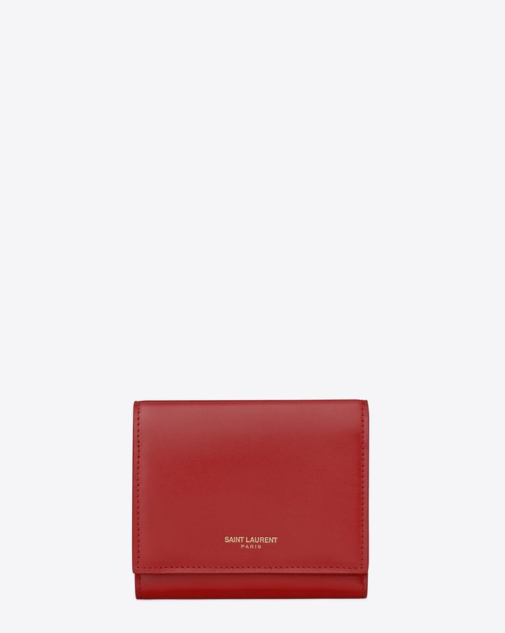 Saint Laurent Classic Saint Laurent PARIS Compact Wallet In Red ...  