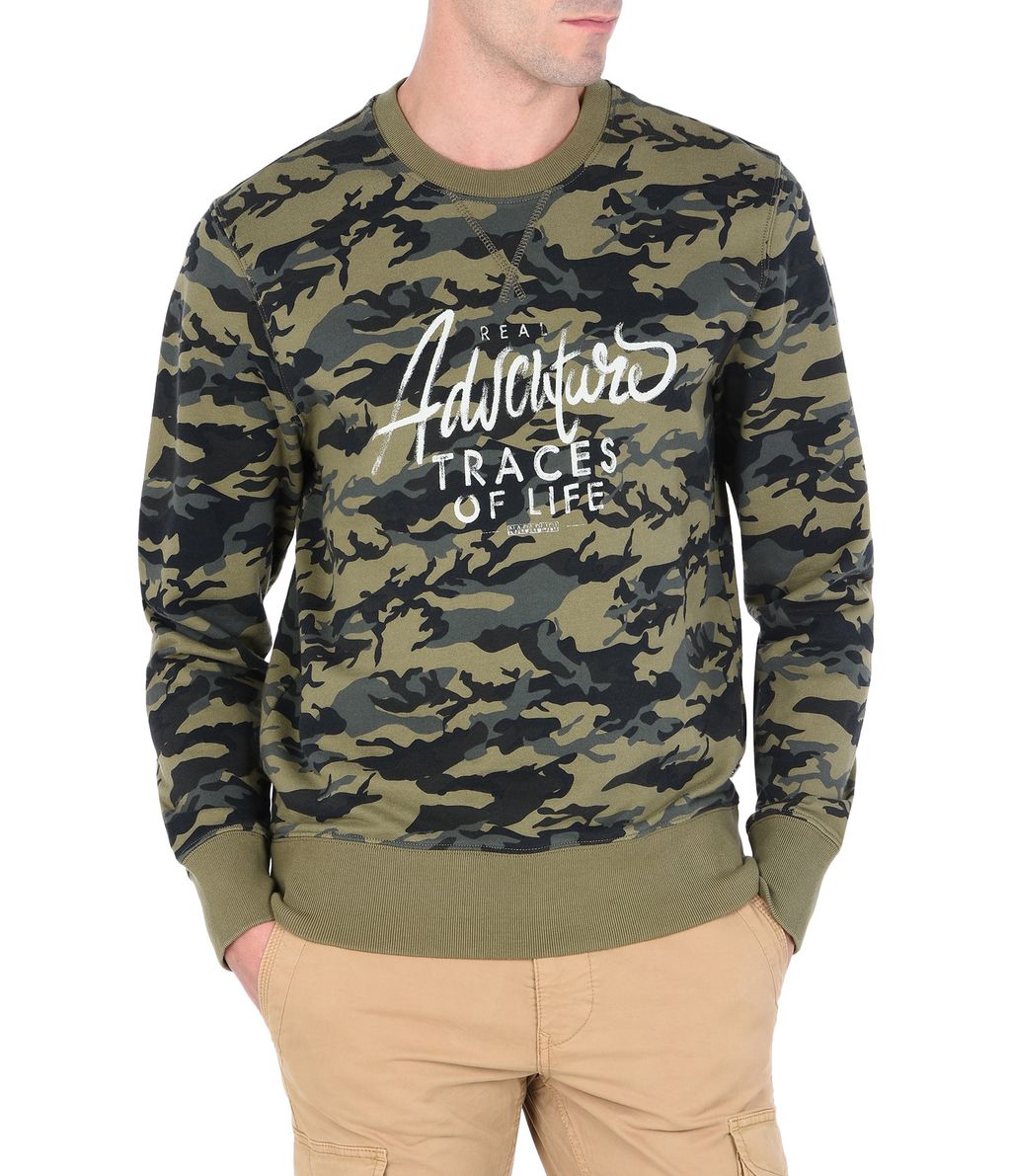 NAPAPIJRI BARKER MAN SWEATSHIRT,MILITARY GREEN