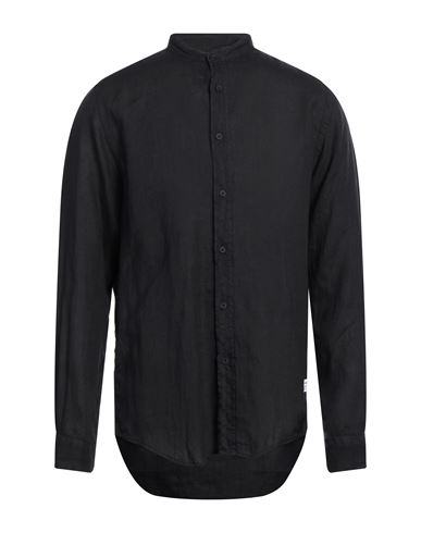 Portofiori Man Shirt Black Size 17 Linen