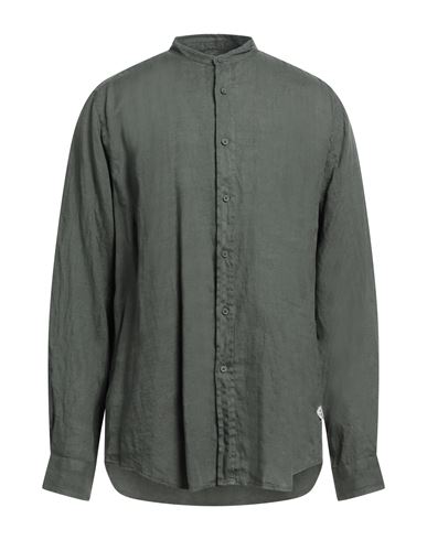 Portofiori Man Shirt Dark Green Size 15 ½ Linen