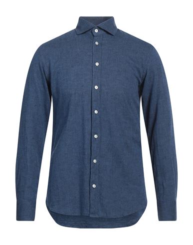 Bastoncino Man Shirt Midnight Blue Size 15 ½ Linen, Cotton