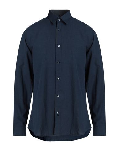 Selected Homme Man Shirt Midnight Blue Size 15 Organic Cotton, Linen, Cotton