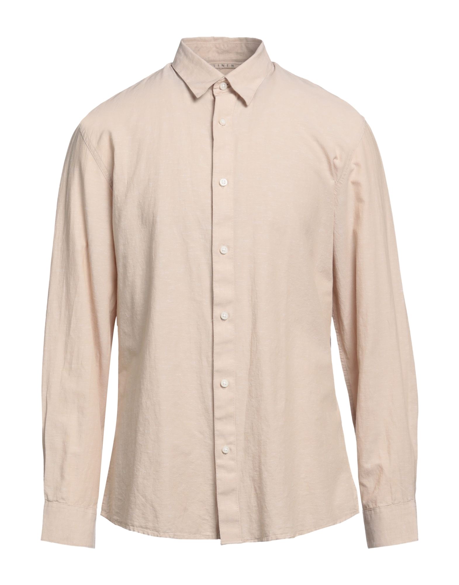Selected Homme Man Shirt Beige Size 16 ½ Organic Cotton, Linen, Cotton