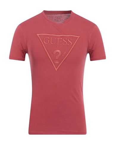 Guess Man T-shirt Brick Red Size Xs Cotton