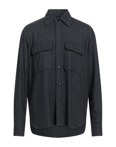 Ami Alexandre Mattiussi Man Shirt Lead Size S Polyester, Viscose, Wool, Elastane In Grey