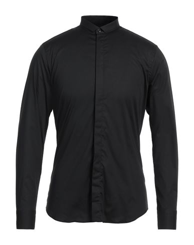 Paolo Pecora Man Shirt Black Size 14 ½ Cotton, Elastane