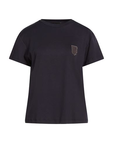 Fabiana Filippi Woman T-shirt Midnight Blue Size 12 Cotton, Elastane, Brass In Black
