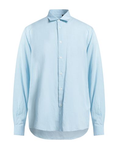 Liu •jo Man Man Shirt Sky Blue Size 15 ¾ Lyocell, Linen, Cotton