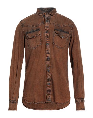 Original Vintage Style Man Denim Shirt Rust Size S Cotton In Red