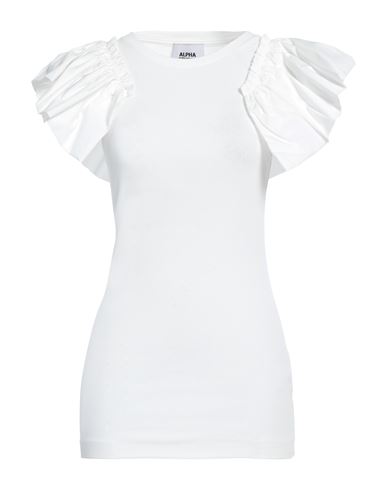 Shop Alpha Studio Woman T-shirt Off White Size 10 Cotton, Elastane