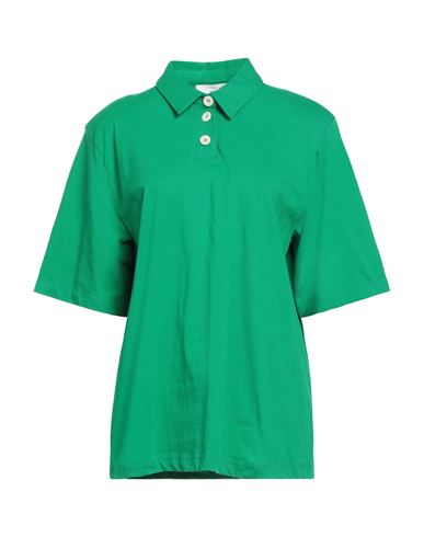 Solotre Woman Polo Shirt Green Size 3 Cotton