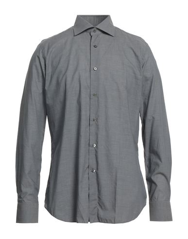 Shop Bagutta Man Shirt Lead Size 16 Cotton In Grey