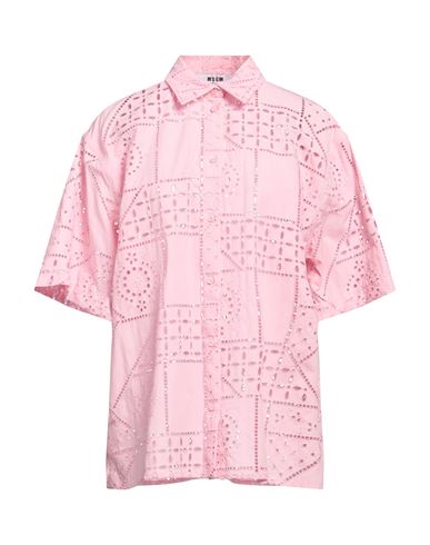 Msgm Woman Shirt Pink Size 4 Cotton, Polyester