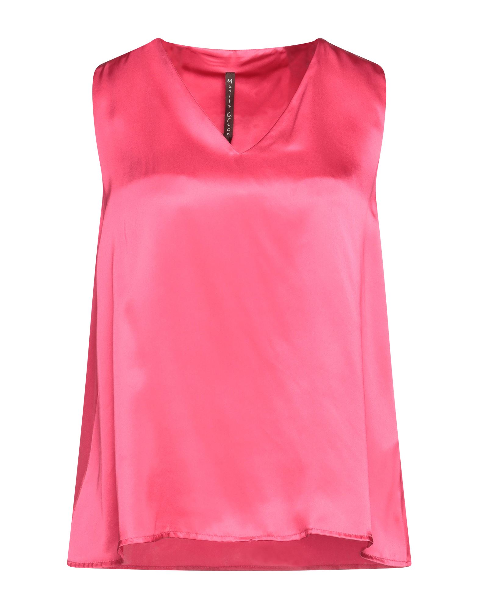 Shop Manila Grace Woman Top Fuchsia Size 10 Silk In Pink