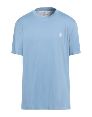 Brunello Cucinelli Man T-shirt Sky Blue Size Xxl Cotton