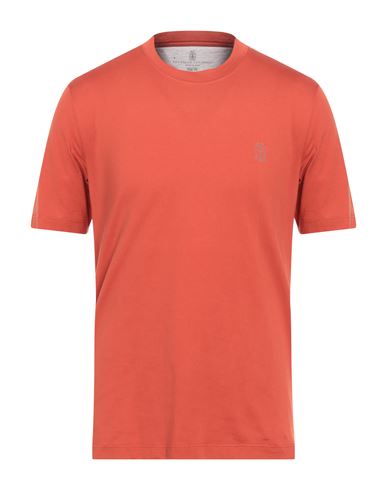 Brunello Cucinelli Man T-shirt Orange Size M Cotton