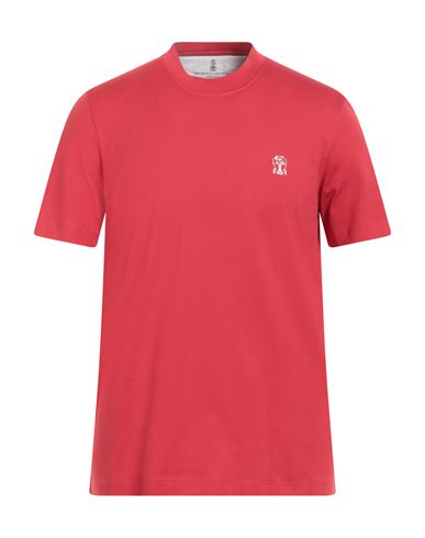 Shop Brunello Cucinelli Man T-shirt Red Size S Cotton