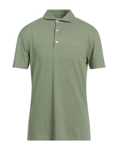 At.p.co At. P.co Man Polo Shirt Green Size M Linen, Cotton