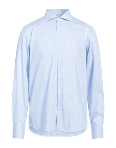 Shop P. Langella Man Shirt Pastel Blue Size Xxl Cotton