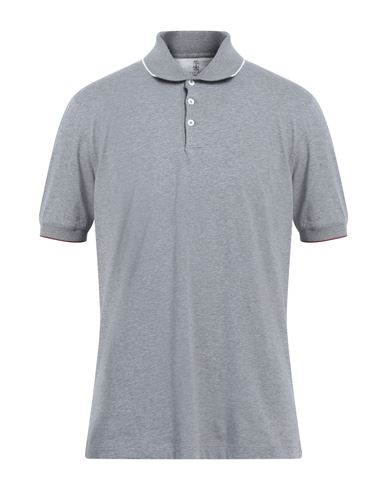 Brunello Cucinelli Man Polo Shirt Grey Size M Cotton In Gray