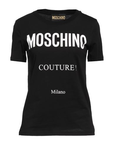 Moschino Woman T-shirt Black Size 4 Organic Cotton