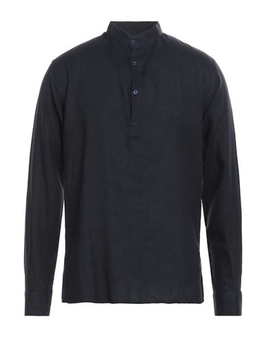 Laboratori Italiani Man Shirt Midnight Blue Size Xxl Linen