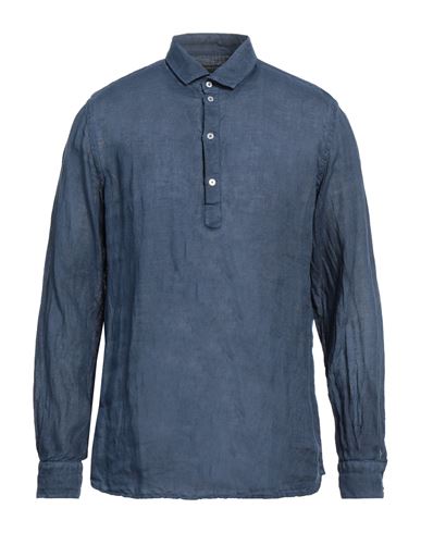 Messagerie Man Shirt Midnight Blue Size 17 Linen