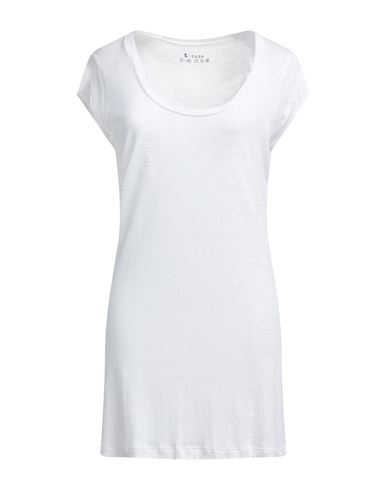 T-base Woman T-shirt White Size L Viscose, Linen