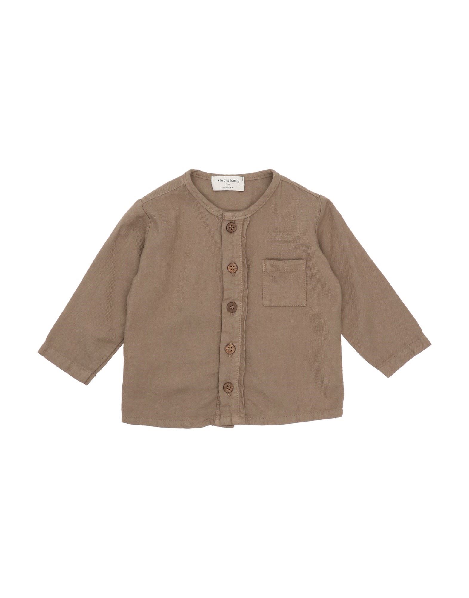 1+ In The Family Kids' 1 + In The Family Newborn Boy Shirt Khaki Size 3 Cotton, Viscose In Beige