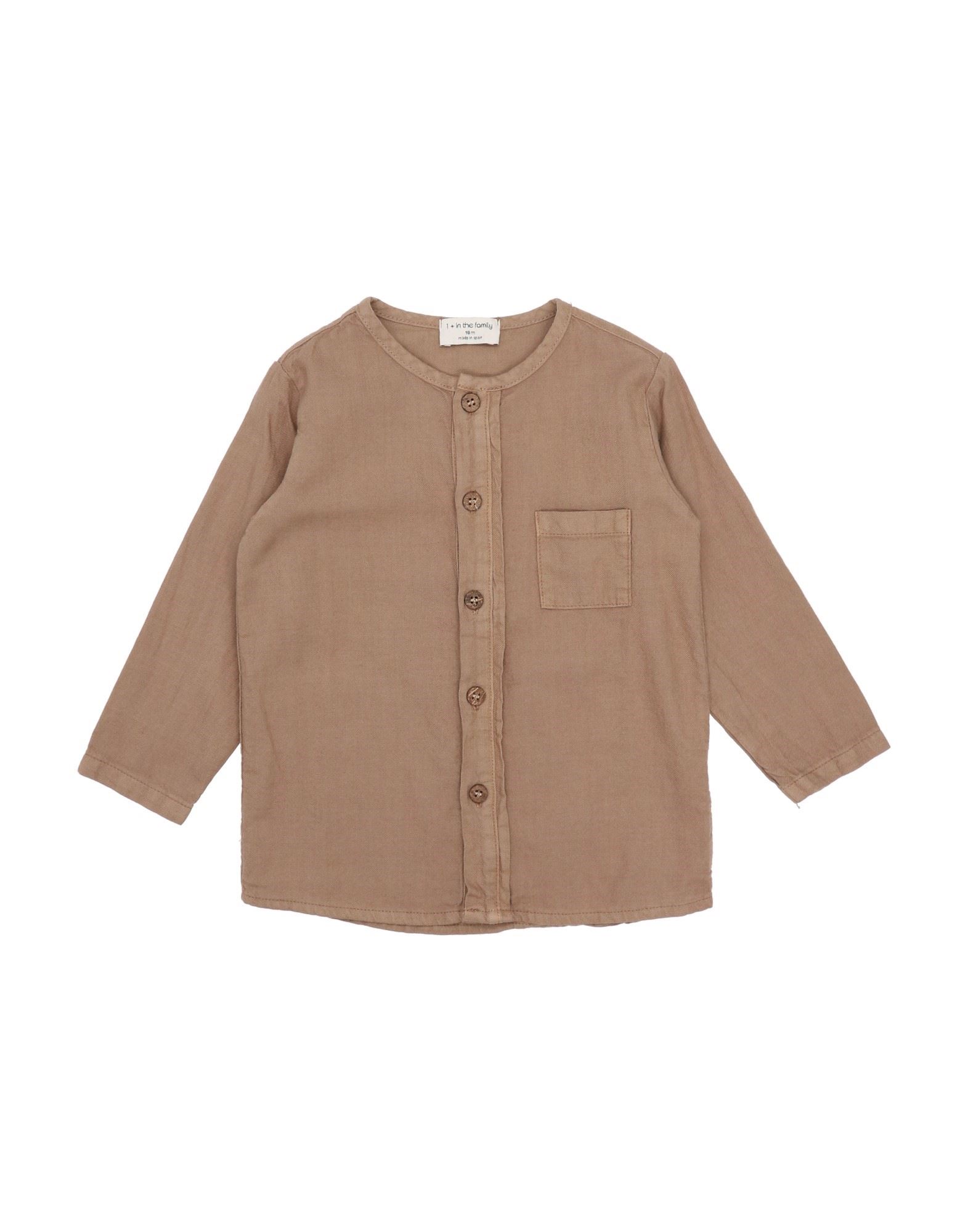 1+ In The Family 1 + In The Family Newborn Boy Shirt Khaki Size 3 Cotton, Viscose In Camel
