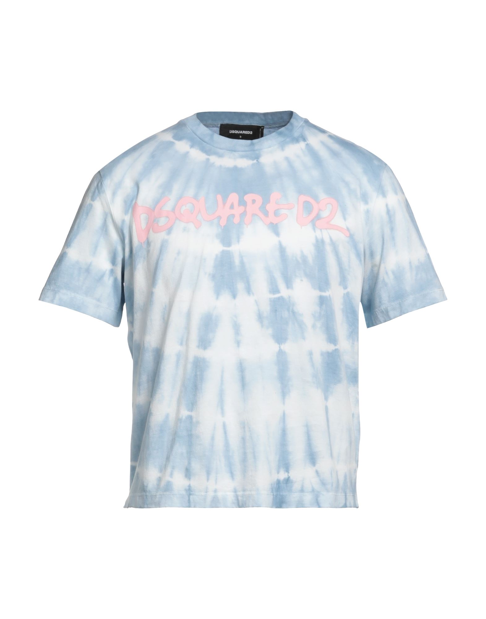Shop Dsquared2 Man T-shirt Pastel Blue Size L Cotton