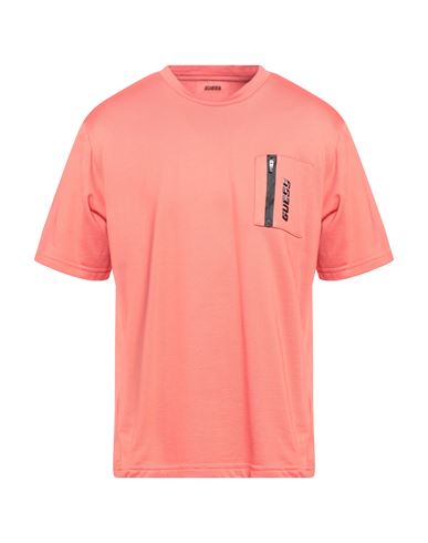 Guess Man Sweatshirt Salmon Pink Size M Nylon, Cotton