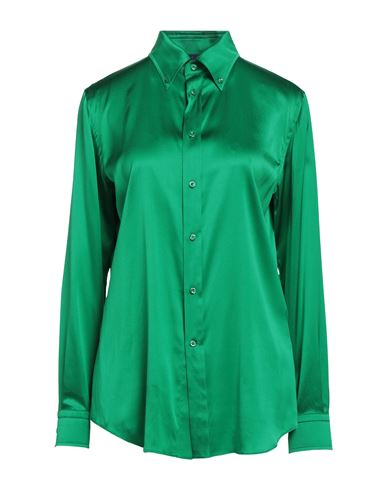 Ralph Lauren Collection Woman Shirt Green Size 4 Silk, Elastane