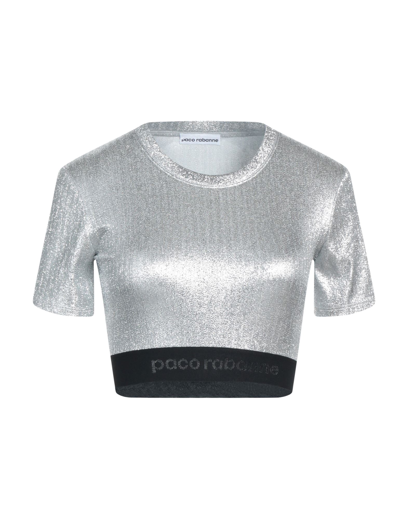 Shop Rabanne Woman T-shirt Silver Size Xs Viscose, Polyester, Elastane