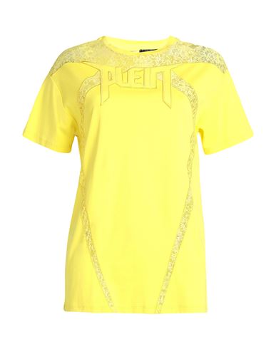 Philipp Plein Woman T-shirt Yellow Size Xs Cotton, Polyamide, Viscose, Polyester