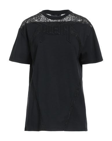 Philipp Plein Woman T-shirt Black Size M Cotton, Polyamide, Viscose, Polyester