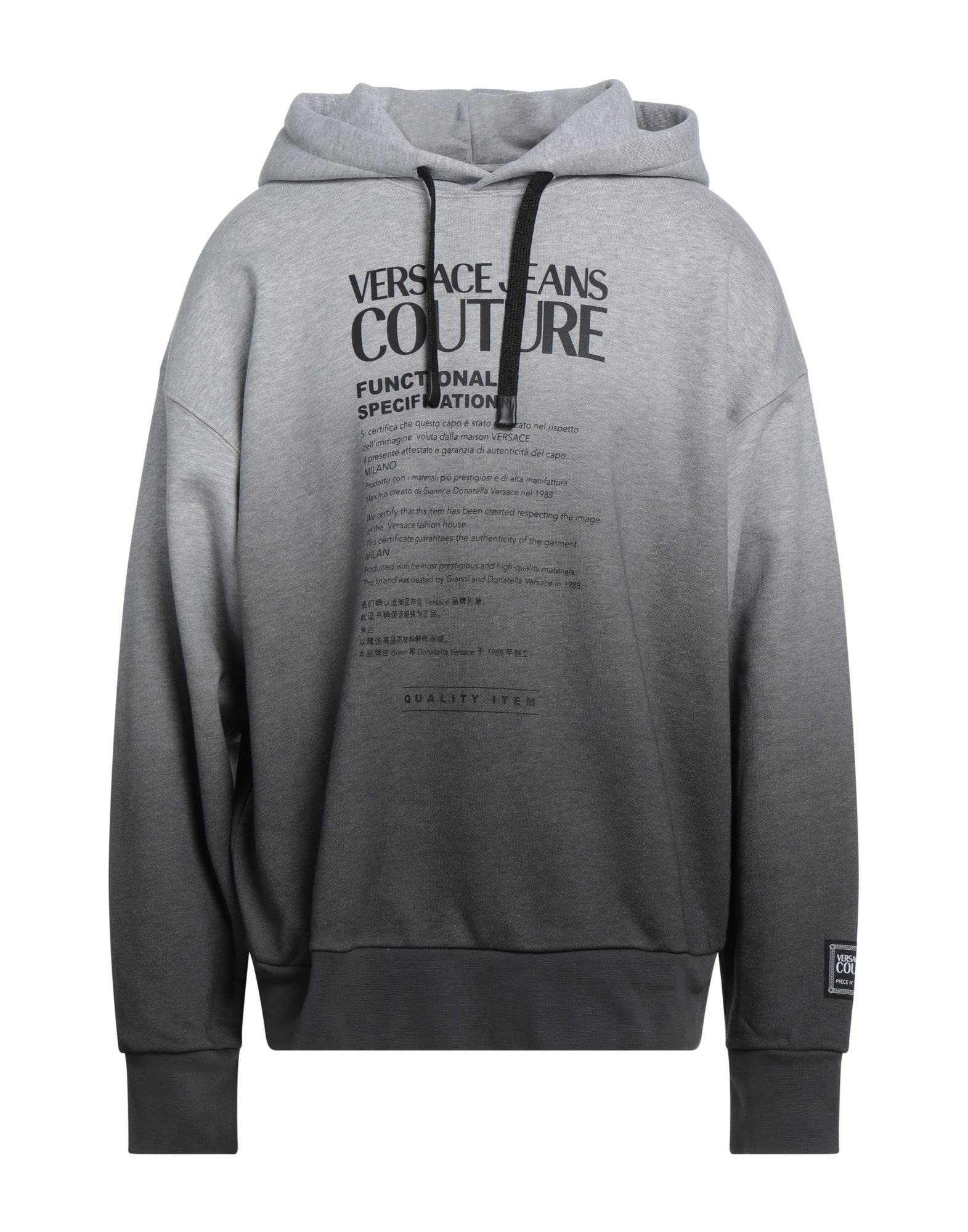 VERSACE JEANS COUTURE VERSACE JEANS COUTURE MAN SWEATSHIRT LIGHT GREY SIZE XS COTTON, ELASTANE