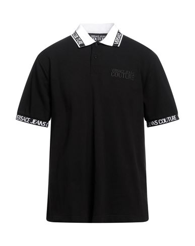 Versace Jeans Couture Man Polo Shirt Black Size Xxl Cotton, Polyester, Elastane