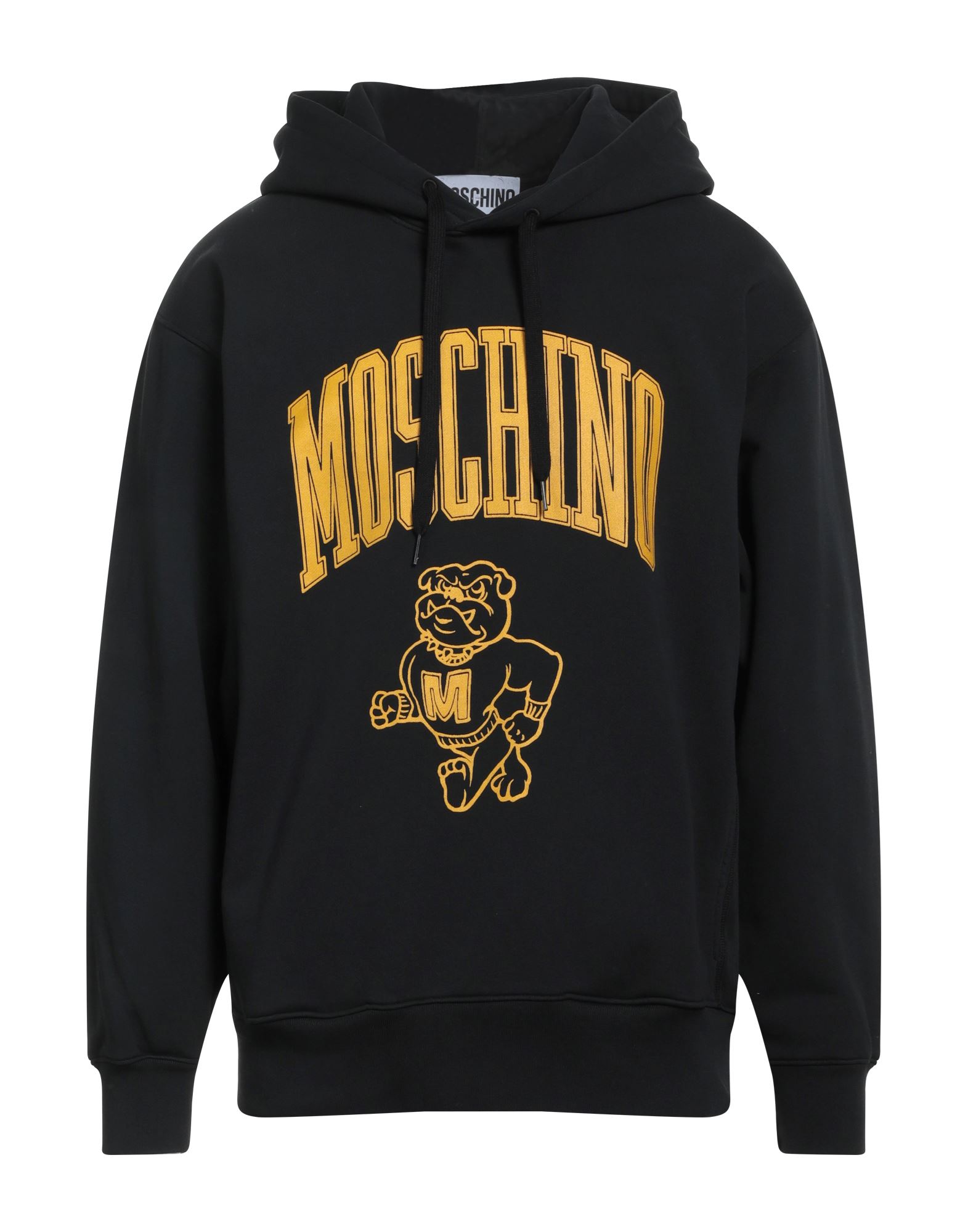 Moschino Varsity Bulldog Drawstring Hoodie In Black