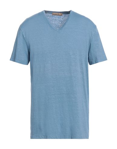Daniele Fiesoli Man T-shirt Azure Size 3xl Linen, Elastane In Blue