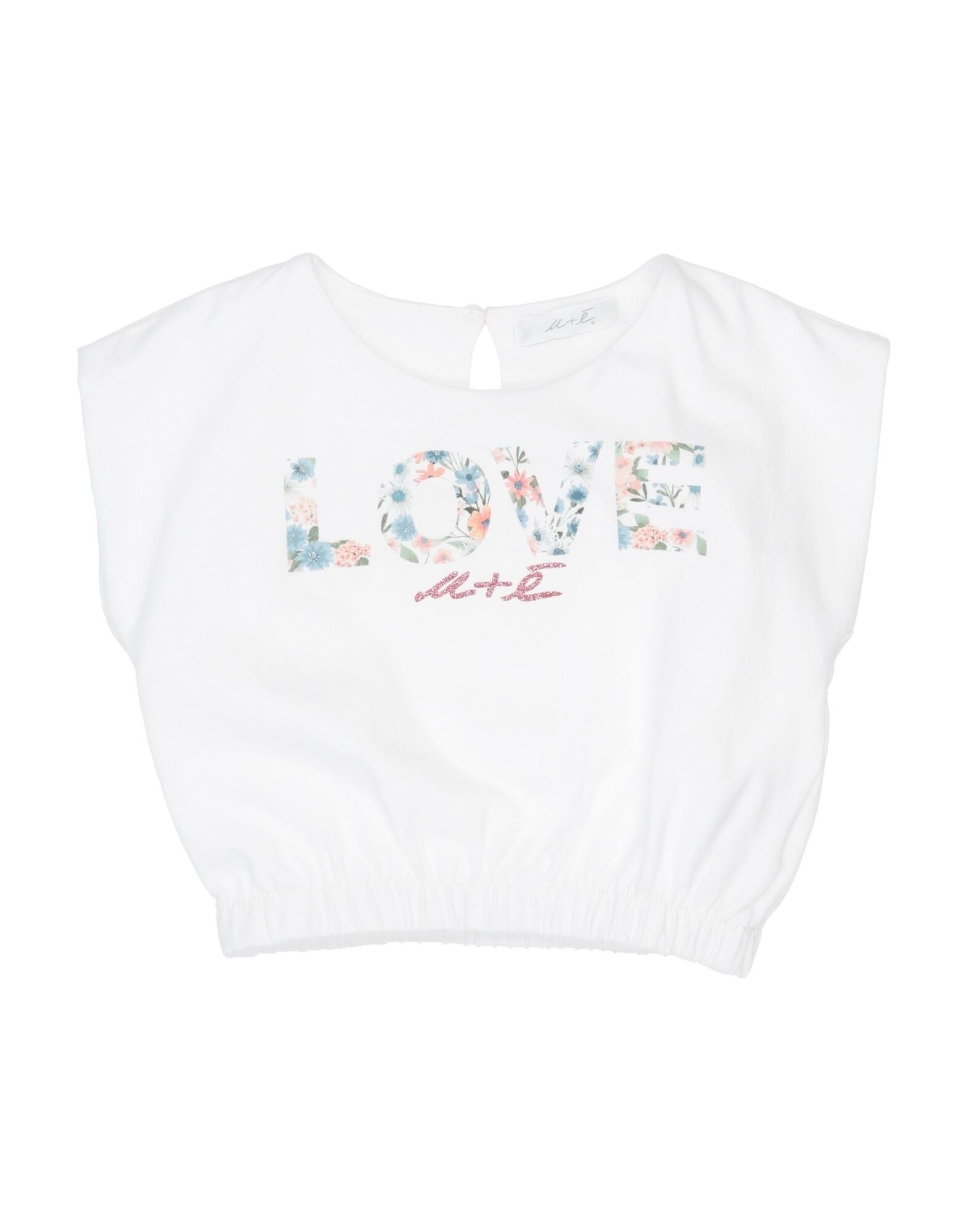 U+é Toddler Girl T-shirt White Size 6 Cotton, Elastane
