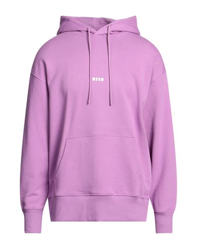 Msgm Man Sweatshirt Light Purple Size Xl Cotton