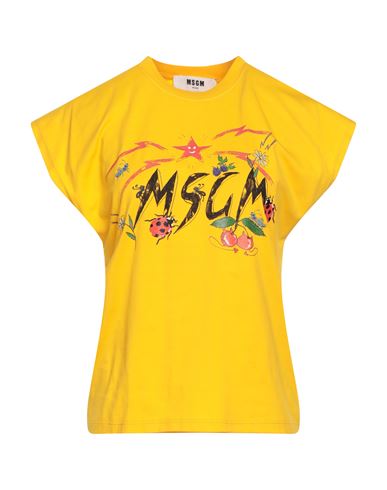 Msgm Woman T-shirt Orange Size Xl Cotton