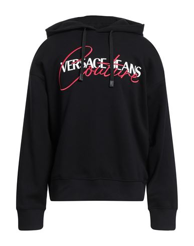 Versace Jeans Couture Man Sweatshirt Black Size Xl Cotton, Elastane