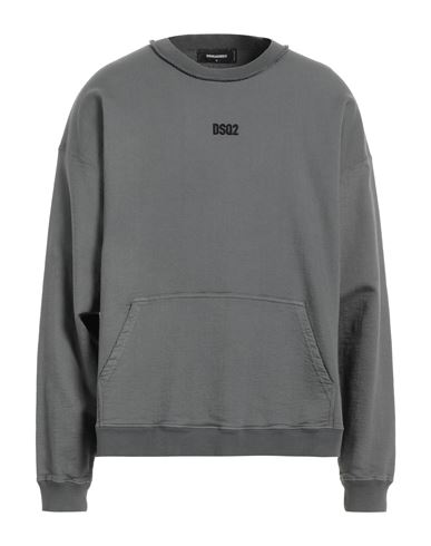 Shop Dsquared2 Man Sweatshirt Lead Size M Cotton, Lyocell, Elastane In Grey