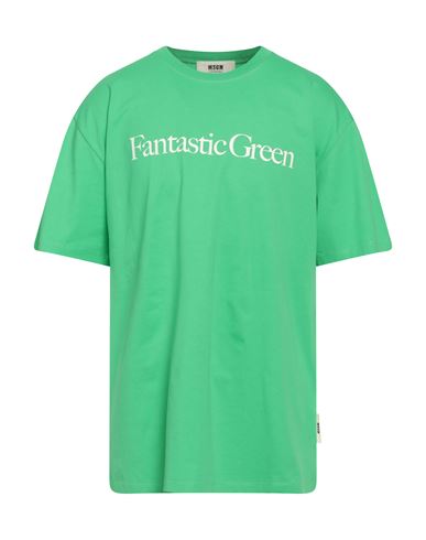 Msgm Man T-shirt Green Size L Organic Cotton