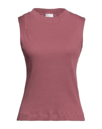 Brunello Cucinelli Woman T-shirt Pastel Pink Size L Cotton, Brass In Pink