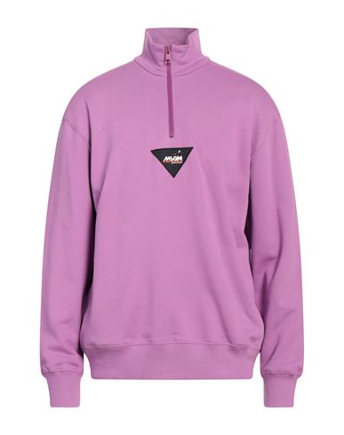 Msgm Man Sweatshirt Mauve Size L Cotton In Purple